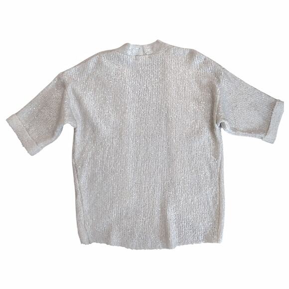 LUSH Cream Cocoon Sweater Size M Loose Casual Oversized Slouchy Kimono Metallic - Picture 8 of 12